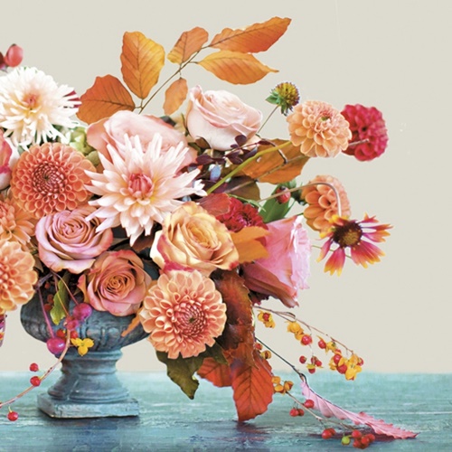 Autumn Bouquet in Vintage Vase